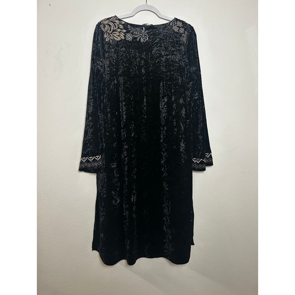 Andree by Unity Women Small Black Velvet Embroidered Duster Cardigan Whimsygoth - Picture 2 of 5